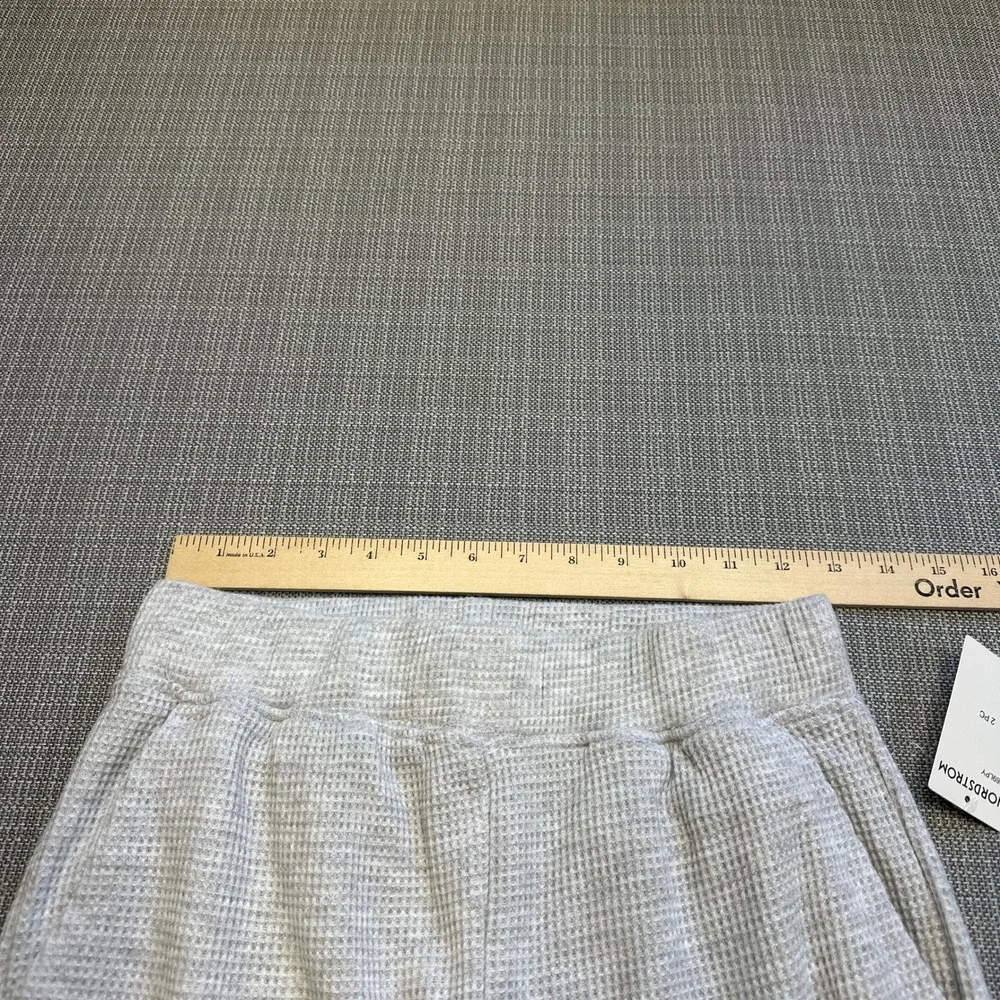 New Yogalicious Waffle Lounge Set XS Gray 2pc Brushed Thermal Top Joggers - Picture 8 of 10